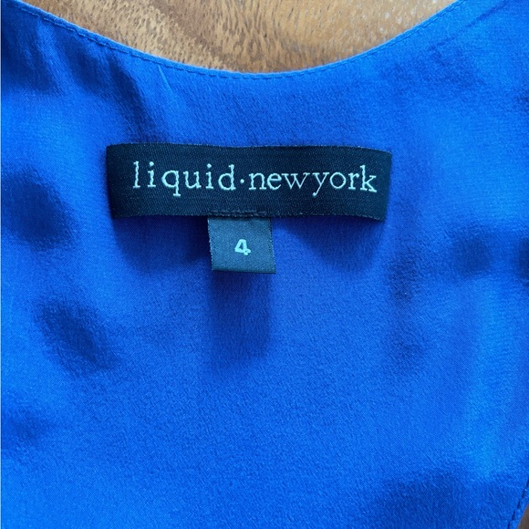 Liquid New York Blue Silk Racer Back Mini Dress Sz 4 - Picture 6 of 6